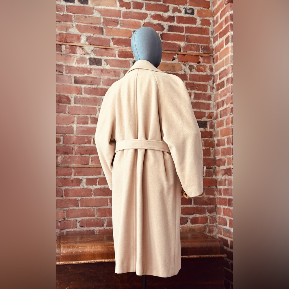 Vintage Camel Classic Lambswool Midi Coat | Belted Wrap Style - Picture 6 of 17